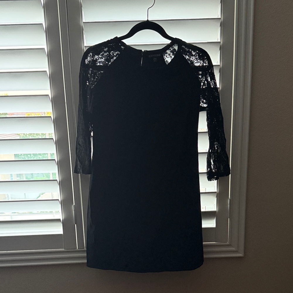 Express Black Dress with Lace Sleeves